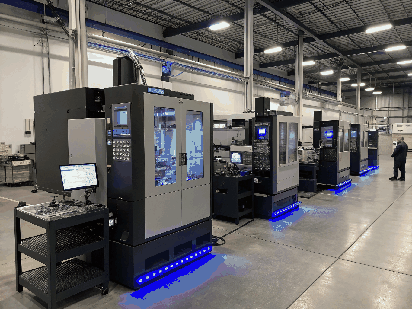 Precision manufacturing CNC facility floor